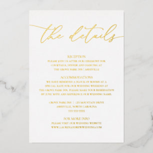 White Gold Foil Minimalist Wedding Enclosure Kaart