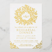 White gold foil monogram rehearsal dinner folie uitnodiging (Voorkant)