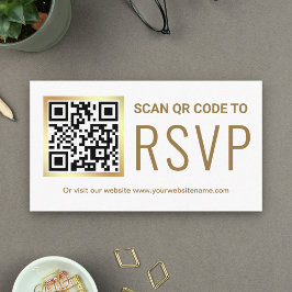 White Gold Foil QR Code RSVP Weduwwebsite Informatiekaartje