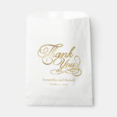 White & Gold Foil Thank You Calligraphy Wedding Bedankzakje (Voorkant)