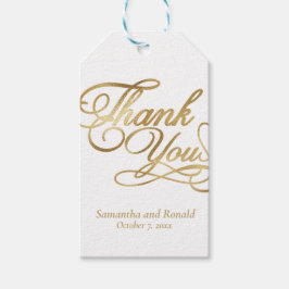 White & Gold Foil Thank You Calligraphy Wedding Cadeaulabel