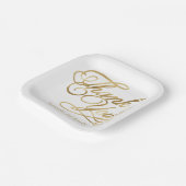 White & Gold Foil Thank You Calligraphy Wedding Papieren Bordje (Gebogen)