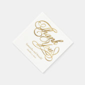 White & Gold Foil Thank You Calligraphy Wedding Servet (Hoek)
