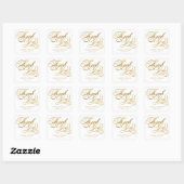 White & Gold Foil Thank You Calligraphy Wedding Vierkante Sticker (Vel)