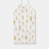 White Gold Foil Winter Scene Trees Snow Cadeaulabel (Voorkant)