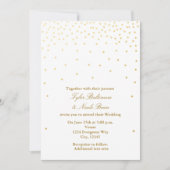 White & Gold Folie Stippen Modern Huwelijksuitnodi Kaart (Voorkant)