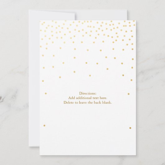 White & Gold Folie Stippen Modern Huwelijksuitnodi Kaart (Achterkant)