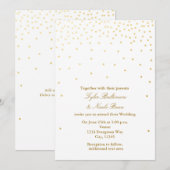 White & Gold Folie Stippen Modern Huwelijksuitnodi Kaart (Voorkant / Achterkant)