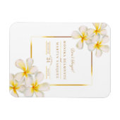 White gold Frangipani herinneringsuitnodiging voor Magneet (Horizontaal)