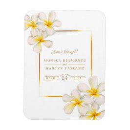 White gold Frangipani herinneringsuitnodiging voor Magneet