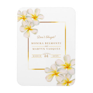 White gold Frangipani herinneringsuitnodiging voor Magneet