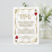 White Gold Gatsby Casino Las Vegas Poker Wedding Informatiekaartje (Staand voorkant)