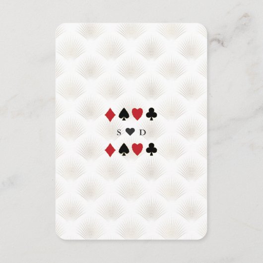 White Gold Gatsby Casino Las Vegas Poker Wedding Informatiekaartje (Achterkant)