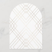 White Gold Gatsby Deco Kalligrafie Boog Huwelijk Kaart (Achterkant)