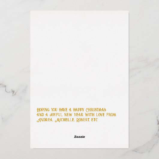 White & Gold Gingham Kerstvakantie Foto Folie Feestdagenkaart (Achterkant)