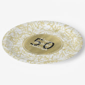 White Gold Glam Confetti 50e verjaardag Papieren Bordje (Gekanteld)