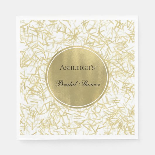 White Gold Glam Confetti Vrijgezellenfeest Servet (Voorkant)