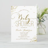 White & Gold Glam Glitter Corners BABY SHOWER Kaart (Staand voorkant)