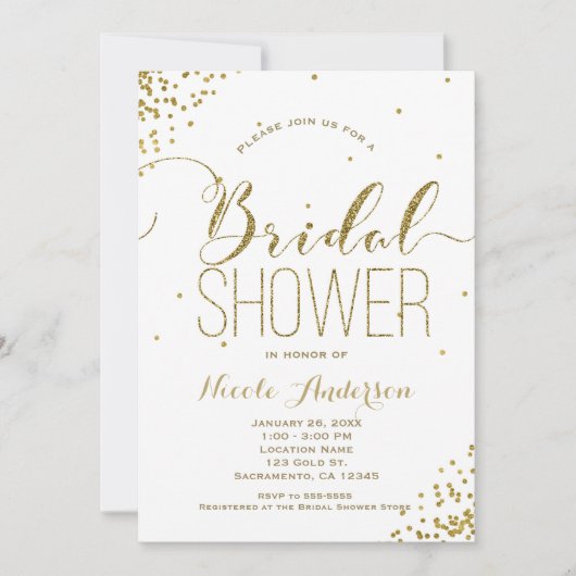 White & Gold Glam Glitter Corners VRIJGEZELLENFEES Kaart (Voorkant)