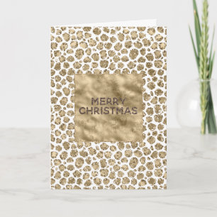 White Gold Glam Glitter Glitz Leopard Kerstmis Kaart