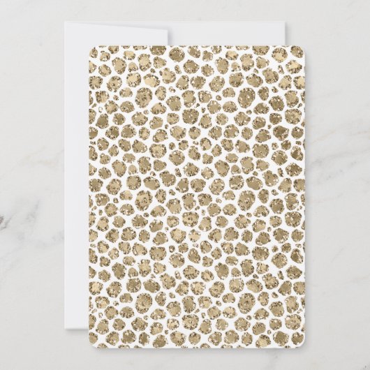 White Gold Glam Glitter Glitz Leopard Print Kaart (Achterkant)