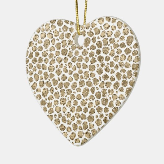 White Gold Glam Glitter Glitz Leopard Print Keramisch Ornament (Links)