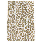 White Gold Glam Glitter Glitz Leopard Print Medium Cadeauzakje (Achterkant)