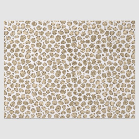 White Gold Glam Glitter Glitz Leopard Print Tissuepapier (Voorkant)