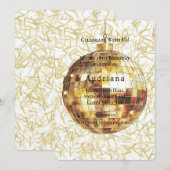 White Gold Glam Glitzy Disco Ball Birthday Kaart (Voorkant / Achterkant)