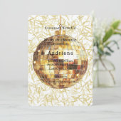 White Gold Glam Glitzy Disco Ball Birthday Kaart (Staand voorkant)