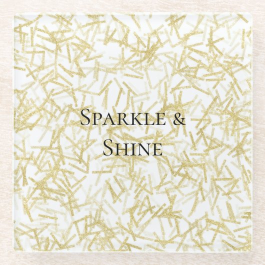 White Gold Glam Glitzy Sparkle Christmas Glazen Onderzetter (Voorkant)