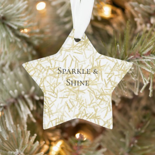 White Gold Glam Glitzy Sparkle Christmas Ornament (Boom)