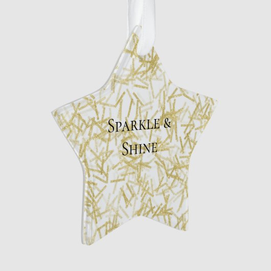 White Gold Glam Glitzy Sparkle Christmas Ornament (voorkant)