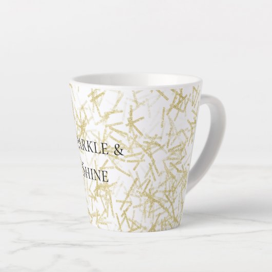 White Gold Glam Glitzy Sparkle Latte Mok (Rechterhoek)