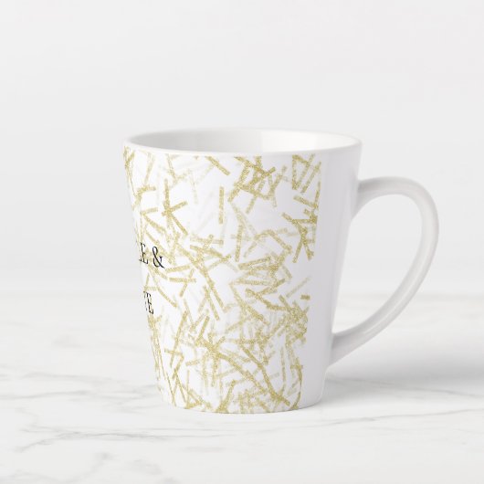 White Gold Glam Glitzy Sparkle Latte Mok (Rechts)