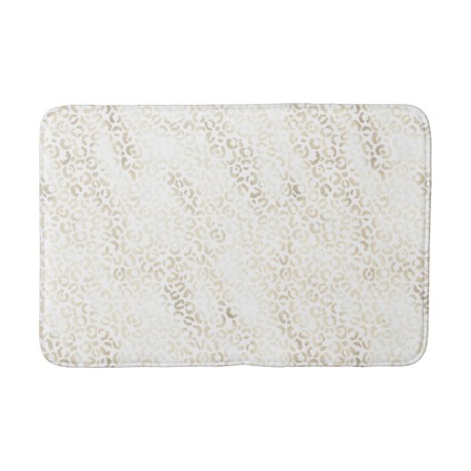 White Gold Glam Leopard Print Badmat (Voorkant)