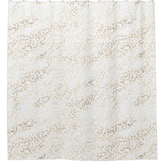 White Gold Glam Leopard Print Douchegordijn (Voorkant)