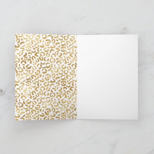 White Gold Glam Leopard Print Kaart (Binnen)