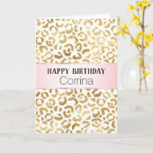 White Gold Glam Leopard Print Kaart (Gele Bloem)