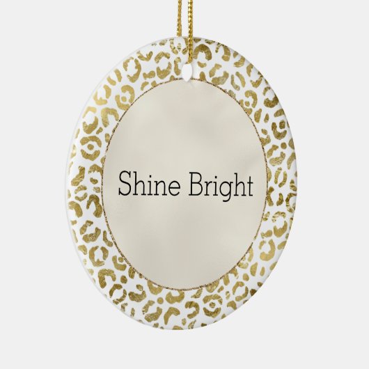 White Gold Glam Leopard Print Keramisch Ornament (Rechts)