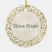 White Gold Glam Leopard Print Keramisch Ornament (Voorkant)