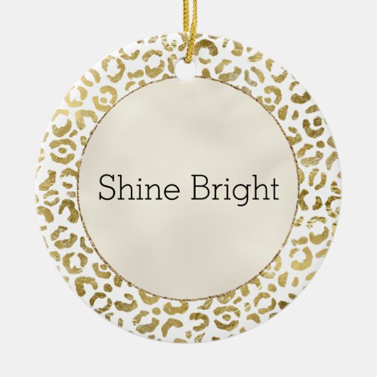 White Gold Glam Leopard Print Keramisch Ornament (Voorkant)