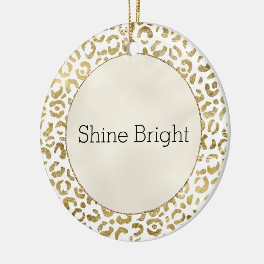 White Gold Glam Leopard Print Keramisch Ornament (Links)