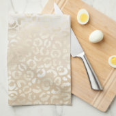 White Gold Glam Leopard Print Theedoek (Quarter Fold)