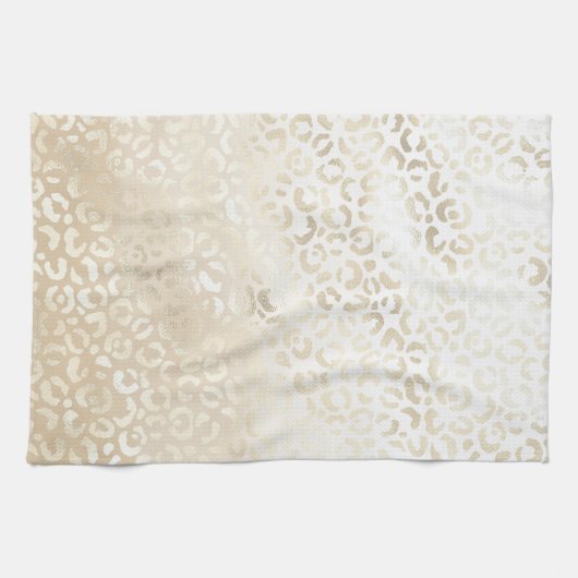 White Gold Glam Leopard Print Theedoek (Horizontaal)