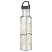 White Gold Glam Leopard Print Waterfles (Voorkant)