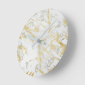 White & Gold Glam Marble Modern, speciaal geperson Ronde Klok (Hoek)