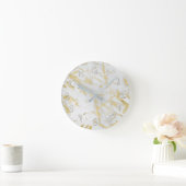 White & Gold Glam Marble Modern, speciaal geperson Ronde Klok (Huis)