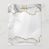 White Gold Glitter Agate Girly Monogram Stationery (Voorkant)