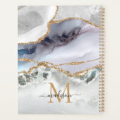 White Gold Glitter Agate Marble Monogram Script Planner (Achterkant)